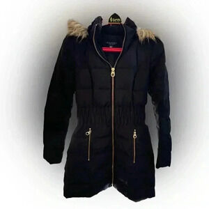 Laundry by Shelly Segel Los Angeles ladies faux fur hooded jacket in black Sz XS